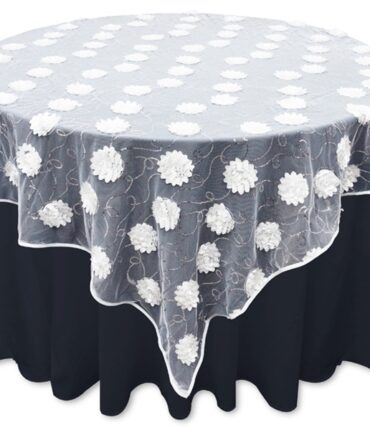 72x72 Fiores & Sequins & Lace Overlay - White