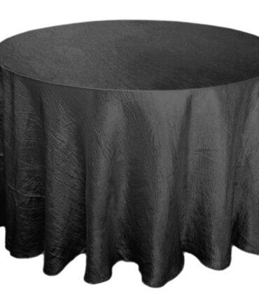 Black 117" Crinkle Taffeta Round Tablecloth