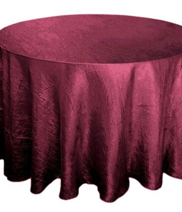Burgundy 117" Crinkle Taffeta Round Tablecloth