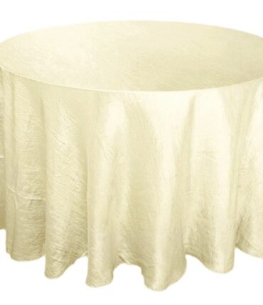 Ivory 117" Crinkle Taffeta Round Tablecloth