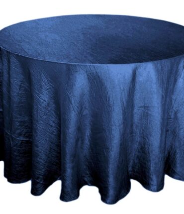 Navy 117" Crinkle Taffeta Round Tablecloth