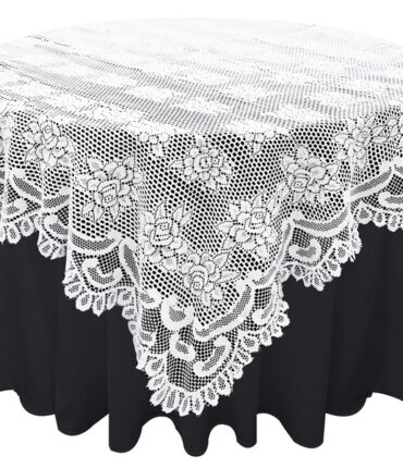 72" x 72" Rose Garden Lace Table Overlay - White
