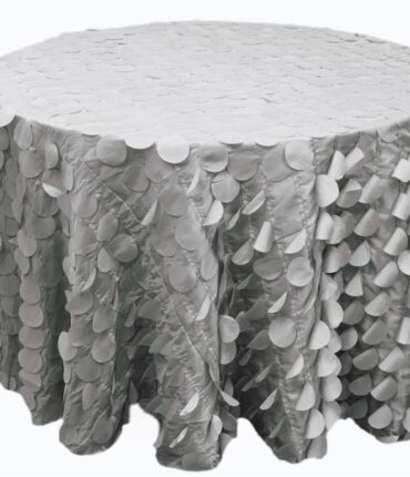 120" Round Petals Circle (Flamingo) Tablecloth - Silver