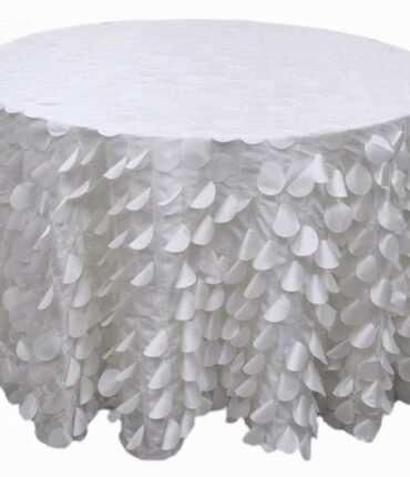 120" Round Petals Circle (Flamingo) Tablecloth - White