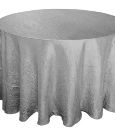 Silver 117" Crinkle Taffeta Round Tablecloth