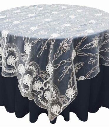 72"x72" Fashionista Table Overlays - White Lace Netting