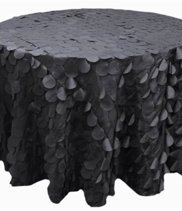 120" Round Petals Circle (Flamingo) Tablecloth - Black