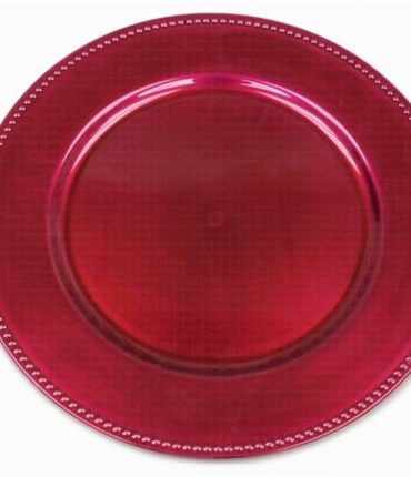 13" Fuchsia Beaded Charger Plate