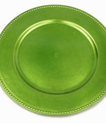 13" Lime Green Beaded Charger Plate