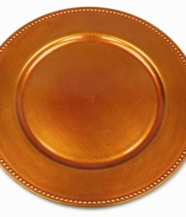 13" Orange Beaded Charger Plate
