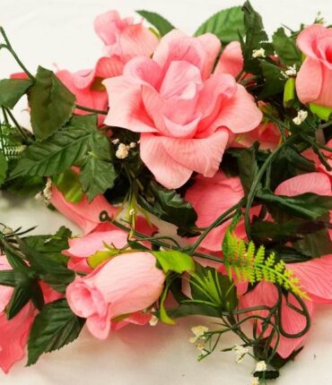 4 x Supersized Rose Garland-Pink