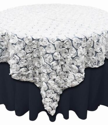72 x 72 COUTURE Rosettes in Lace Overlay - White