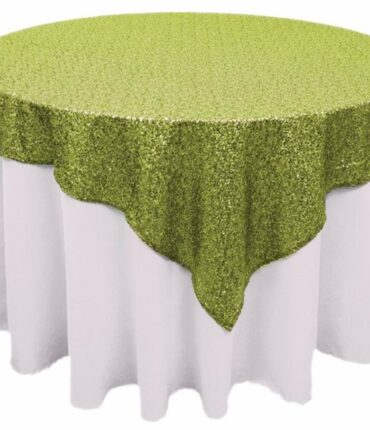 72 x 72 Grand Duchess Sequin Table Overlays - Apple Green