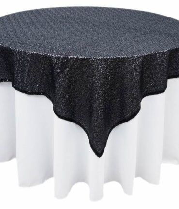 72 x 72 Grand Duchess Sequin Table Overlays - Black