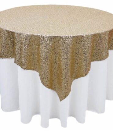 72 x 72 Grand Duchess Sequin Table Overlays - Champagne