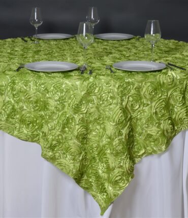 72 x 72 Grandiose Rosette Table Overlays - Apple Green