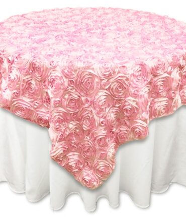 72 x 72 Grandiose Rosette Table Overlays - Pink