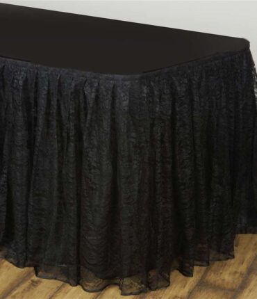 Black Dual Layer Lace Polyester Table Skirt 17'