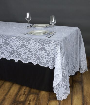 Floral Lace Tablecloth 60 x 126 - White