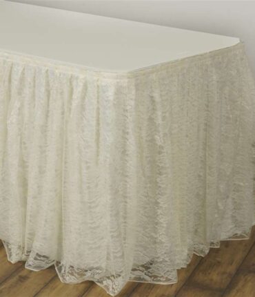 Ivory Dual Layer Lace Polyester Table Skirt 17'