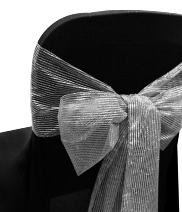 5pc x Hypnotizing Glittery Pinstripe Organza Chair Sash - Silver
