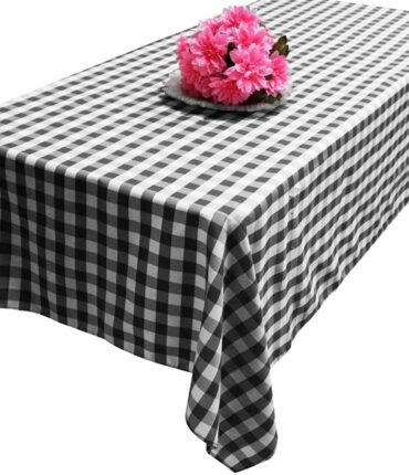Perfect Picnic Inspired BlackWhite Checkered 60 x 102 Polyester Tablecloths