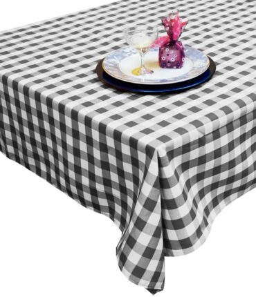 Perfect Picnic Inspired Black White Checkered 70" Square Polyester Tablecloths