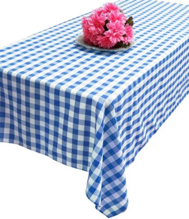 Perfect Picnic Inspired Blue White Checkered 60 x 126 Polyester Tablecloths