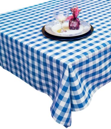 Perfect Picnic Inspired Blue White Checkered 70" Square Polyester Tablecloths