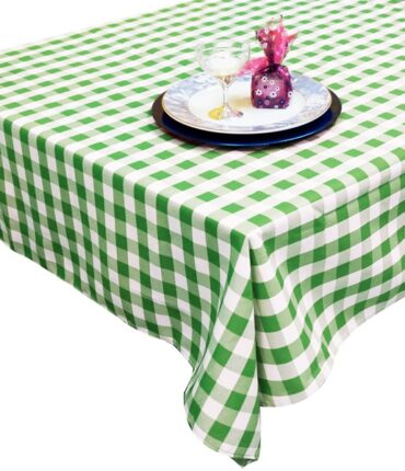 Perfect Picnic Inspired Green White Checkered 70" Square Polyester Tablecloths