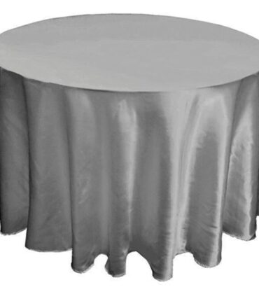 Silver 108" Satin Round Tablecloth