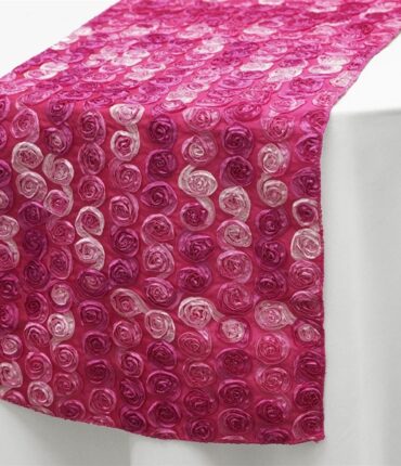 Triple-Tone Mini-Rosettes Table Runners - Fushia Umbre