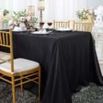 90 X 132 Seamless Rectangle Scuba Wrinkle Free Tablecloth Black