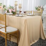 90 X 132 Seamless Rectangle Scuba Wrinkle Free Tablecloth Champagne