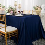 90 X 132 Seamless Rectangle Scuba Wrinkle Free Tablecloth Navy Blue