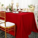 90 X 132 Seamless Rectangular Scuba Wrinkle Free Tablecloth Red