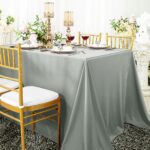 90 X 132 Seamless Rectangular Scuba Wrinkle Free Tablecloth Silver